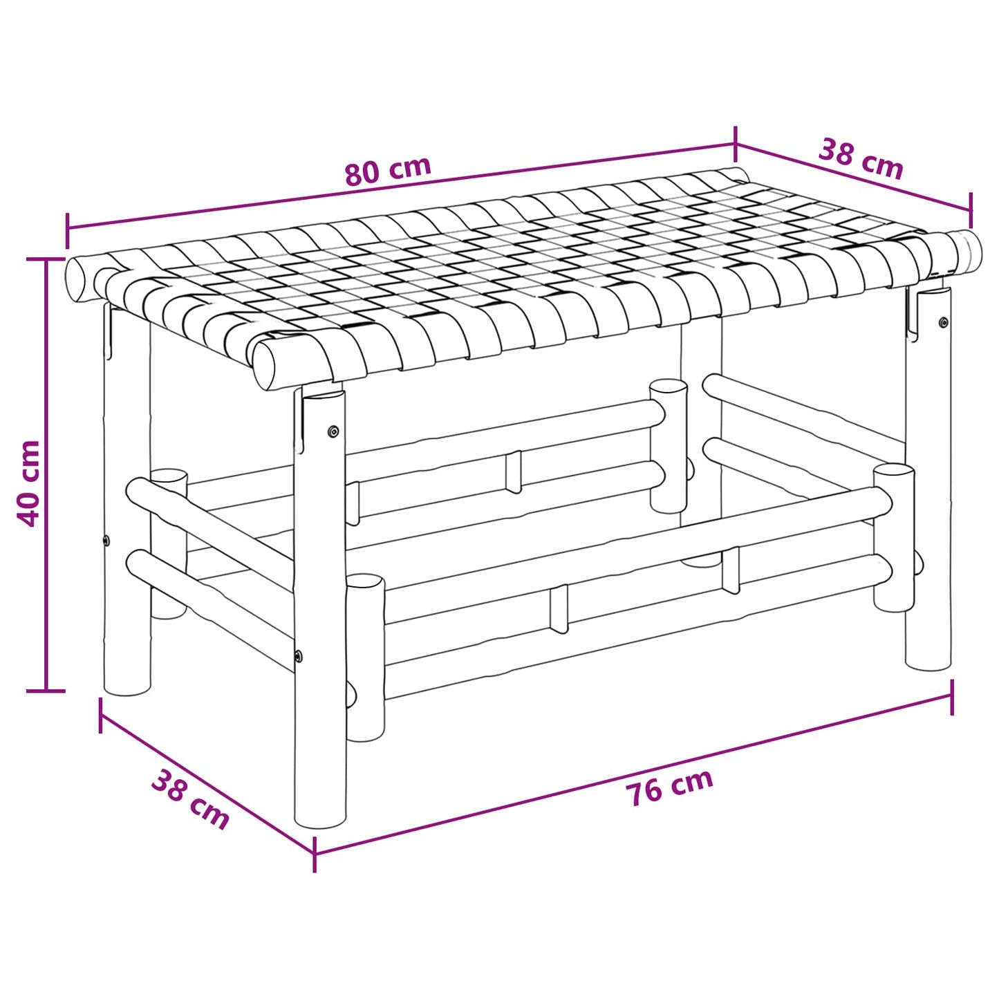Garden Bench 80 x 38 x 40 cm Bamboo Natural Rectangular