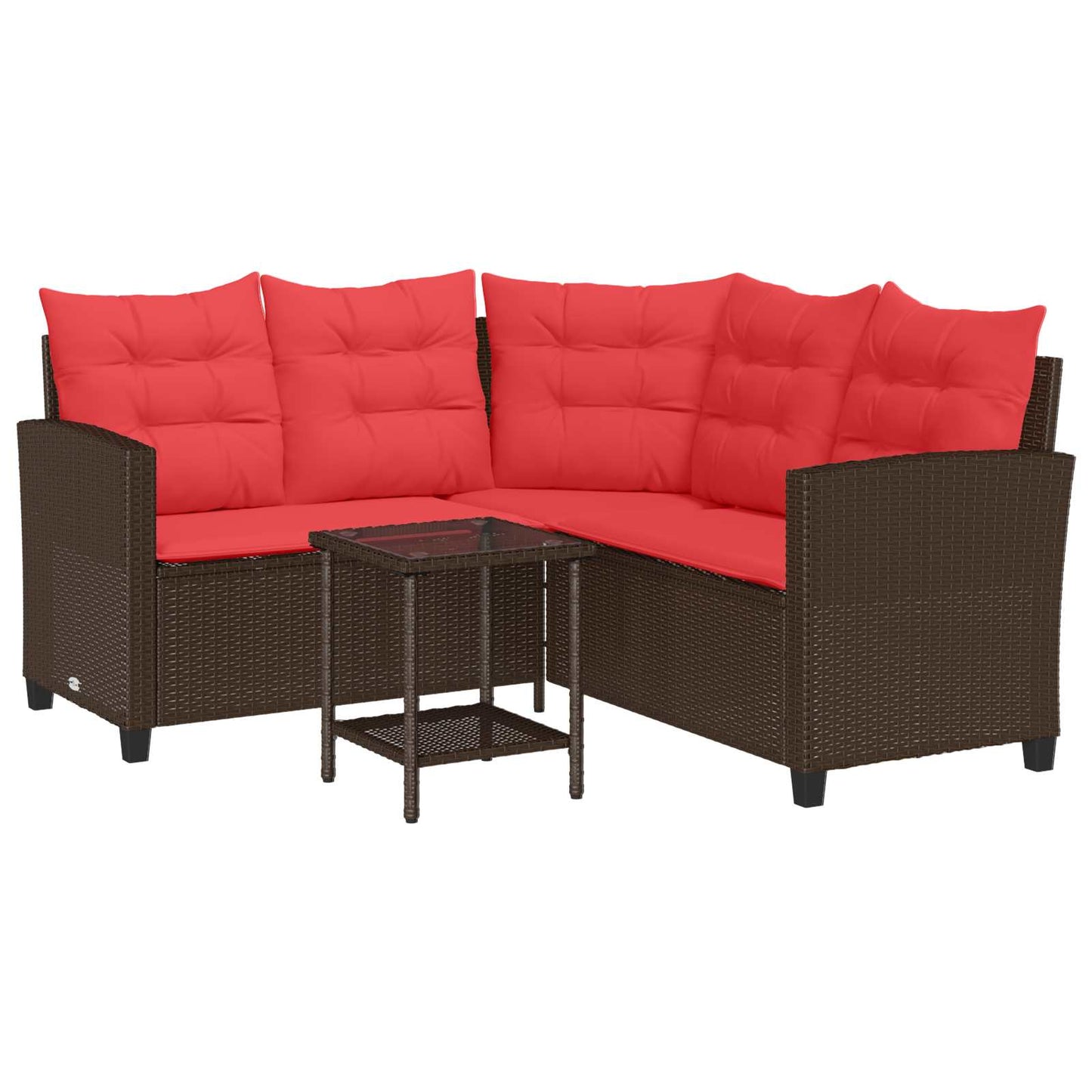 Outdoor Sofa Set 2 pcs 5-Seater Brown and Red Poly Rattan