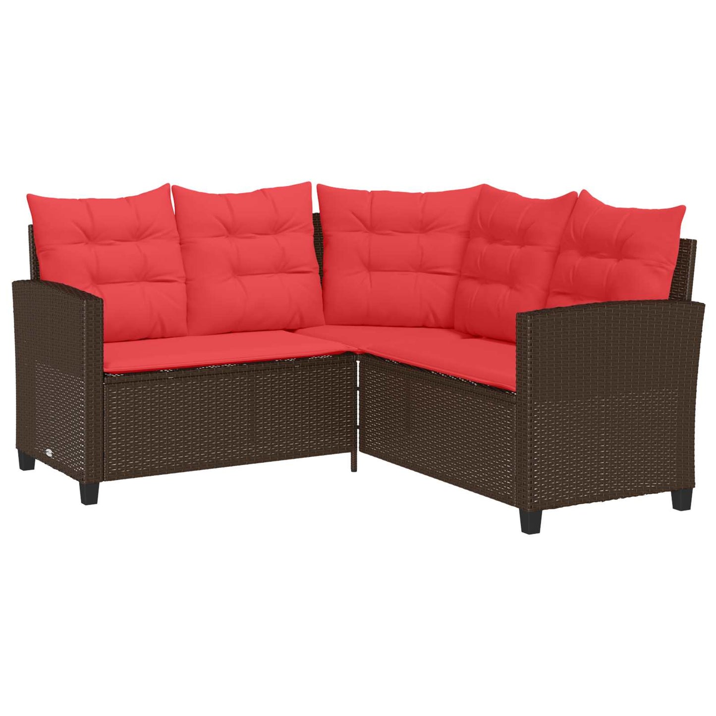 Outdoor Sofa Set 2 pcs 5-Seater Brown and Red Poly Rattan