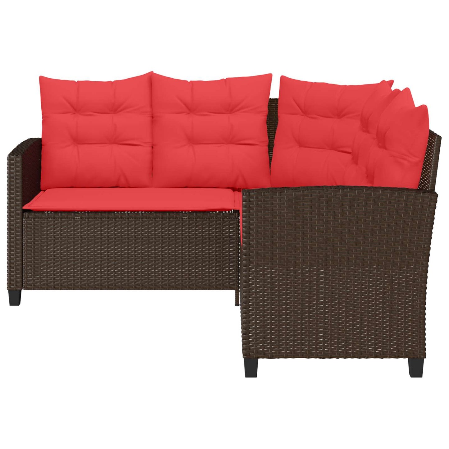 Outdoor Sofa Set 2 pcs 5-Seater Brown and Red Poly Rattan