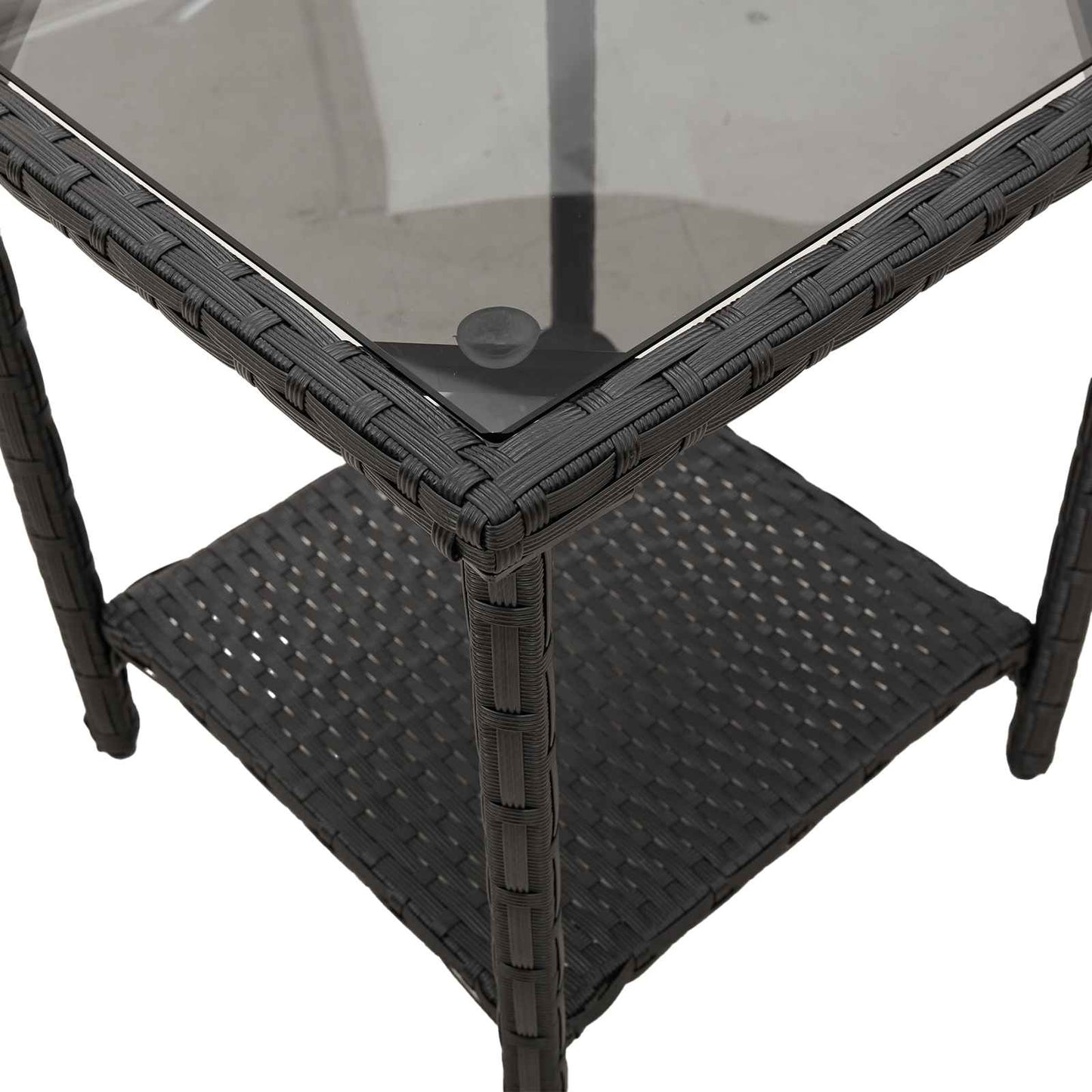 Garden Sofa 2 pcs 5-Seater Black and Turquoise Poly rattan