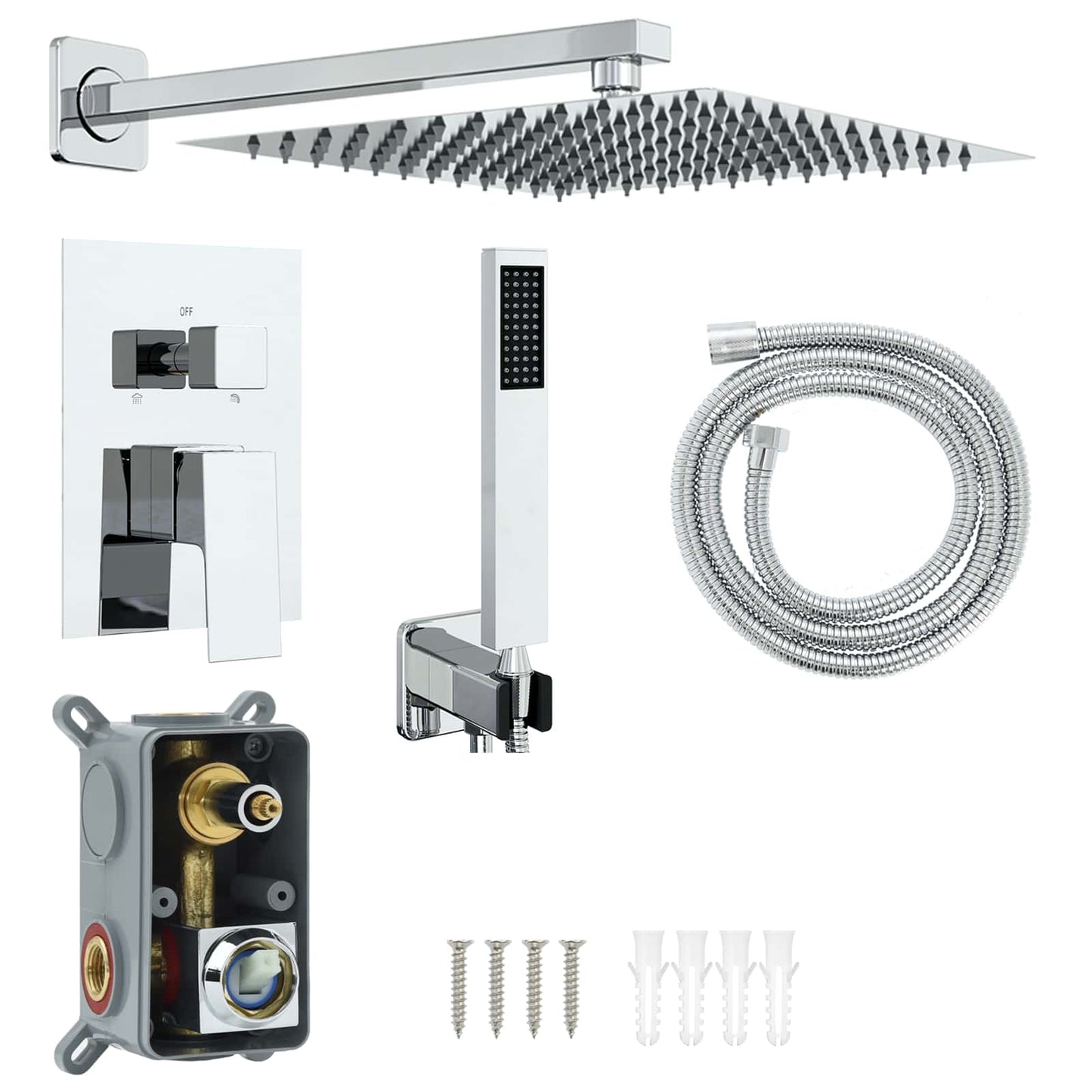 Concealed Shower System (Square) Silver Stainless Steel 201