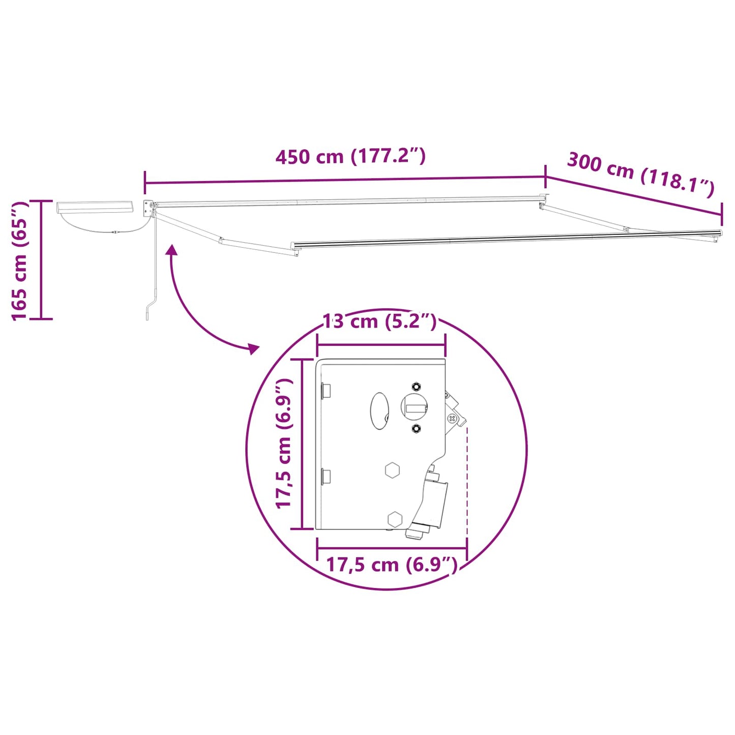 Electric Retractable Awning Frame Anthracite 4.5 x 3 m