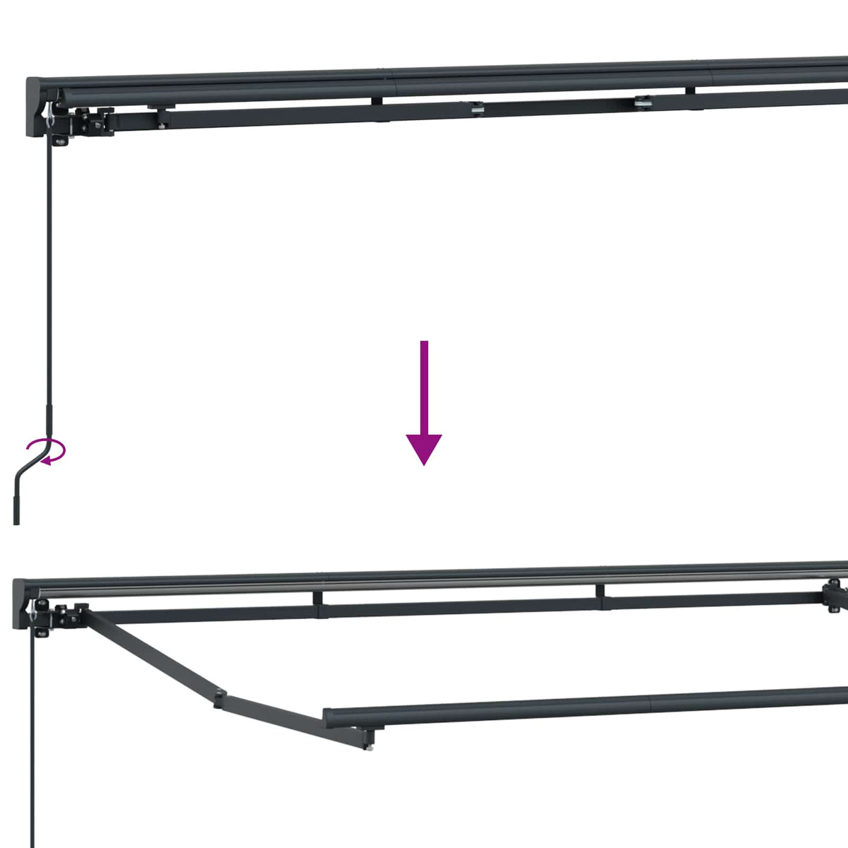 Manual Awning Frame 4 x 2 m Anthracite Powder-Coated Aluminium