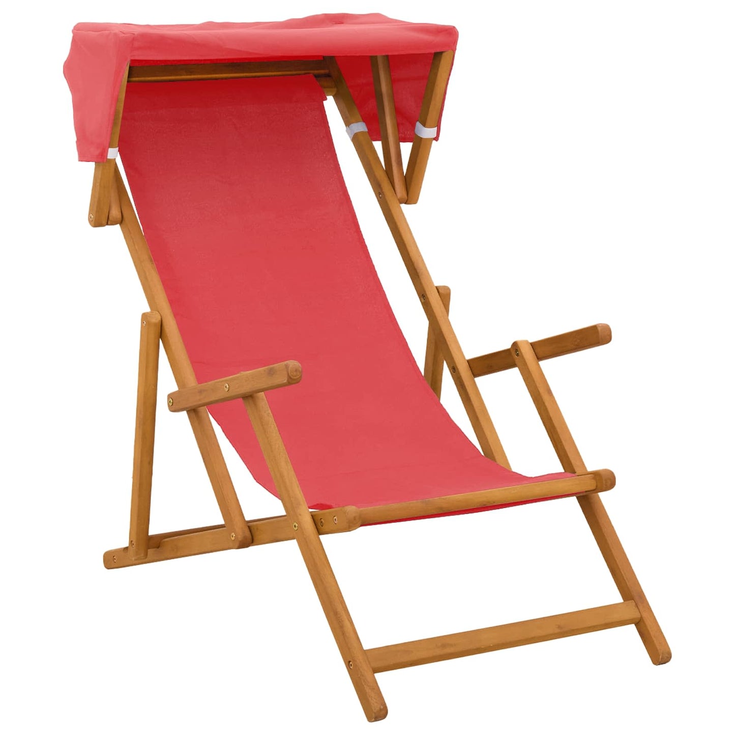 Deck Chair 3 Position Solid Eucalyptus Wood Red