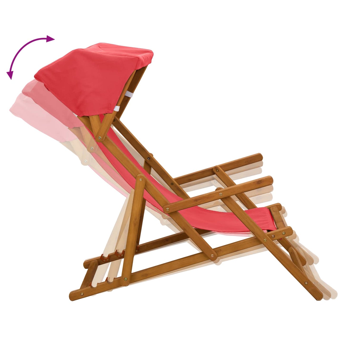 Deck Chair 3 Position Solid Eucalyptus Wood Red