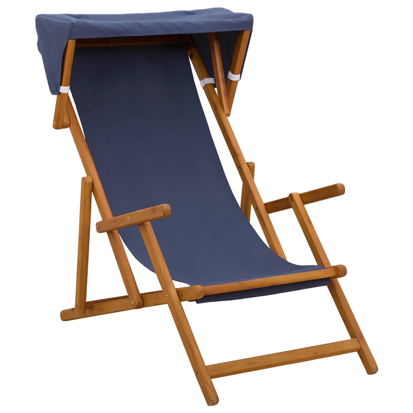 Deck Chair 3 Position Solid Eucalyptus Wood Blue