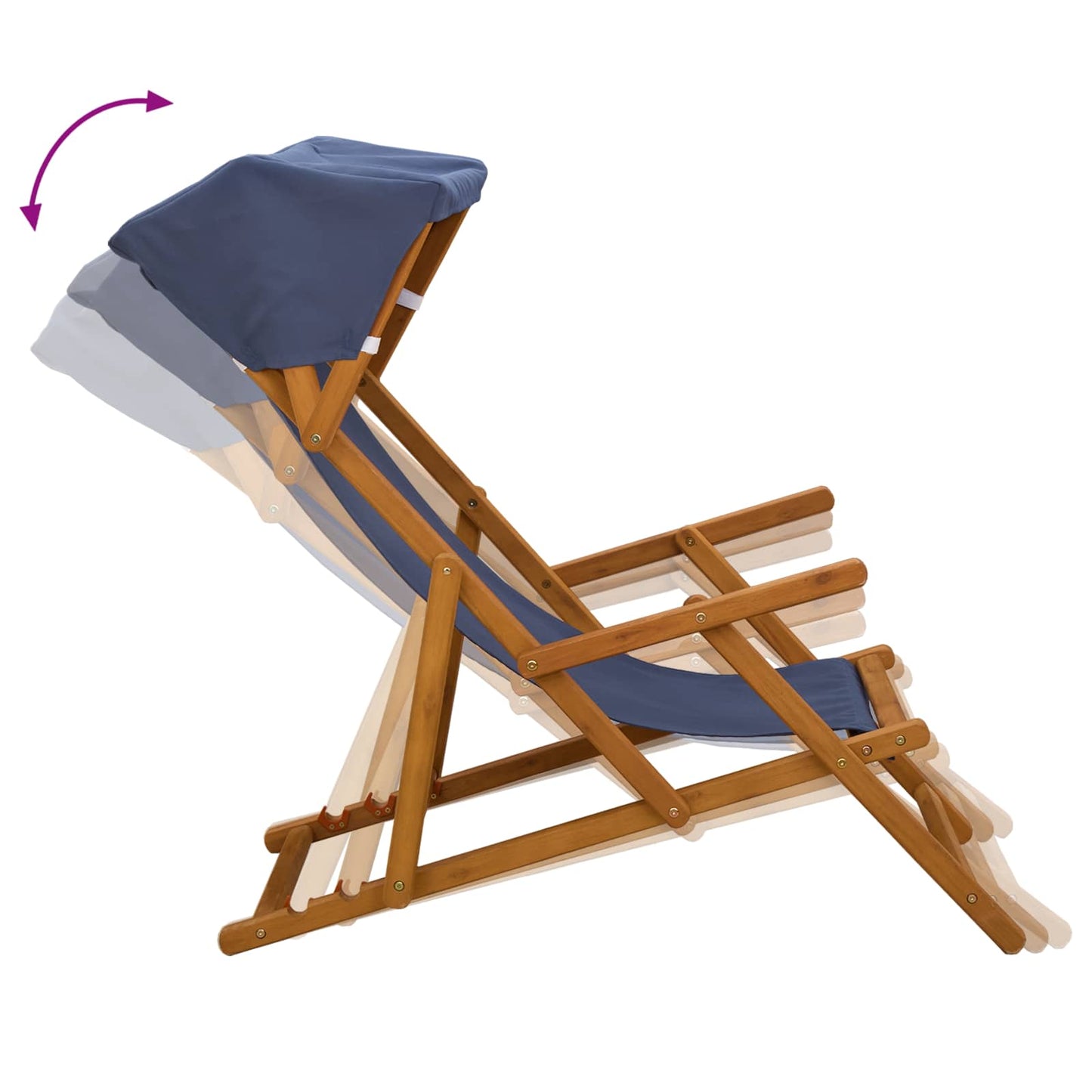 Deck Chair 3 Position Solid Eucalyptus Wood Blue