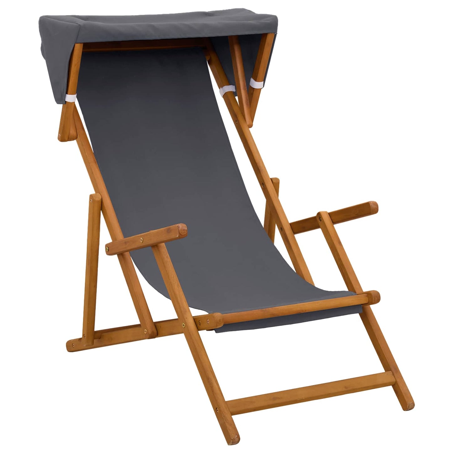 Deck Chair 3 Position Solid Eucalyptus Wood Grey