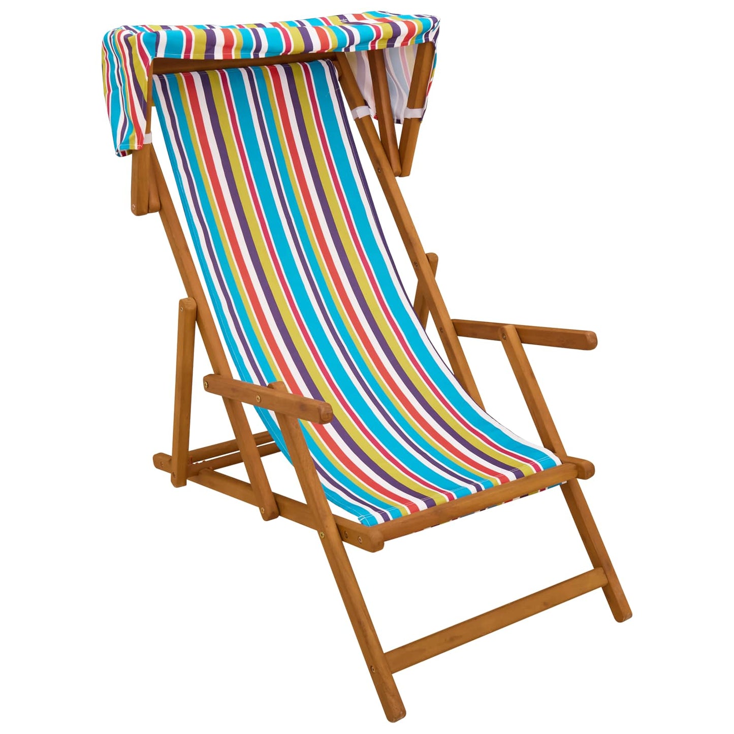 Deck Chair 3 Position Solid Eucalyptus Wood Multicolour