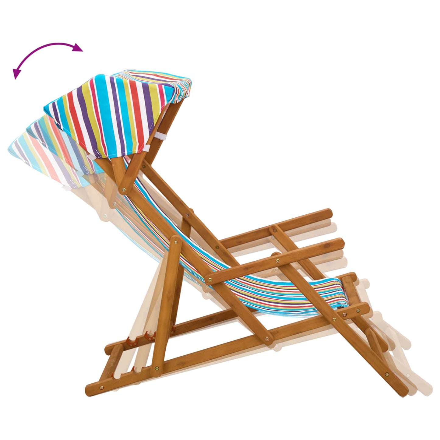 Deck Chair 3 Position Solid Eucalyptus Wood Multicolour