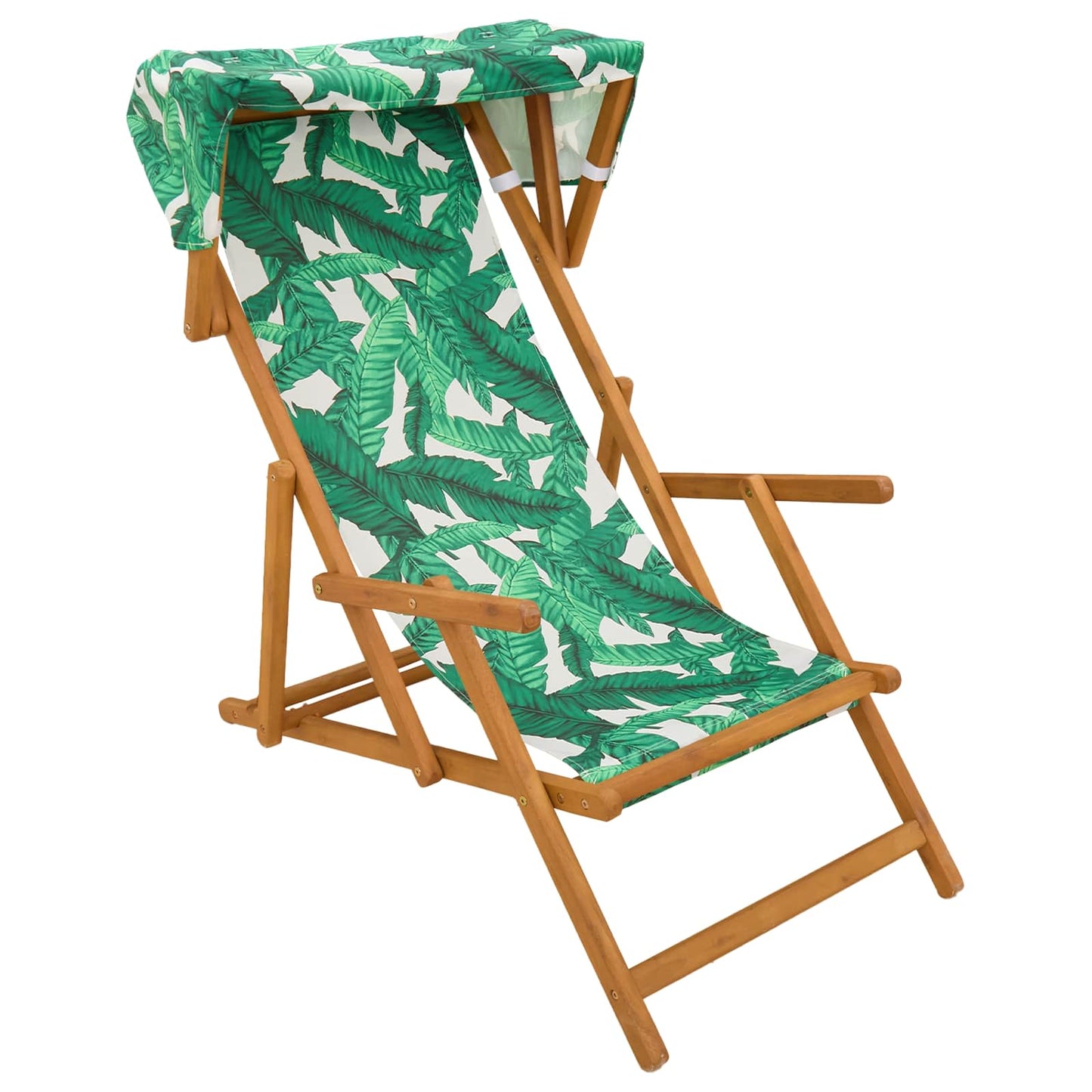 Deck Chair 3 Position Solid Eucalyptus Wood Leaf Pattern