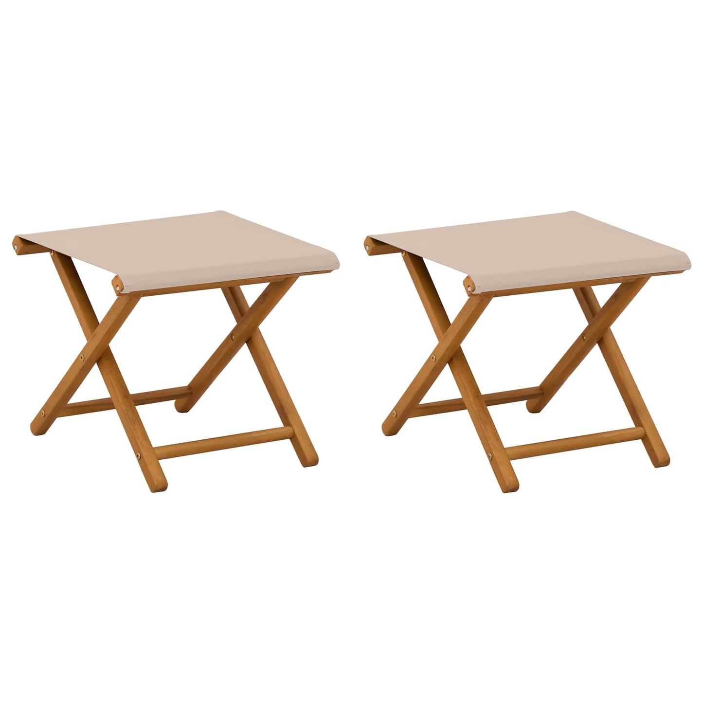 Deck Chair 2 pcs Solid Eucalyptus Wood Beige