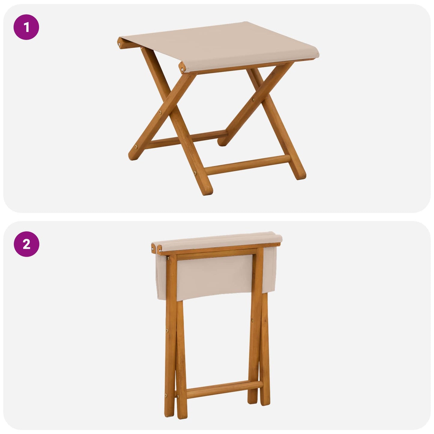 Deck Chair 2 pcs Solid Eucalyptus Wood Beige