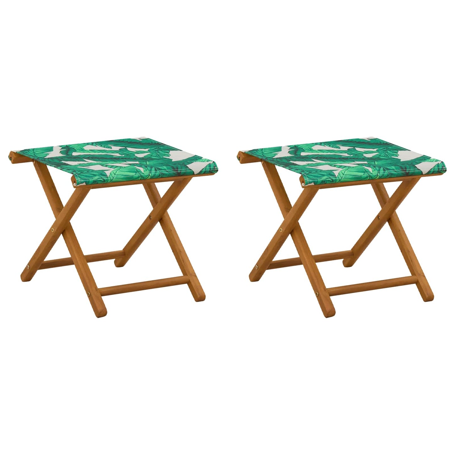 Deck Chair 2 pcs Solid Eucalyptus Wood Leaf Pattern