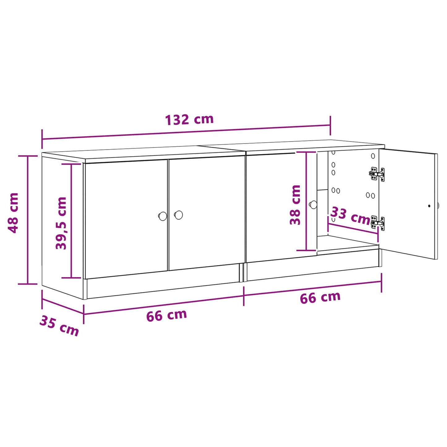 Storage Cabinet for Loft Bed 2 pcs Smoked Oak 66 x 35 x 48 cm