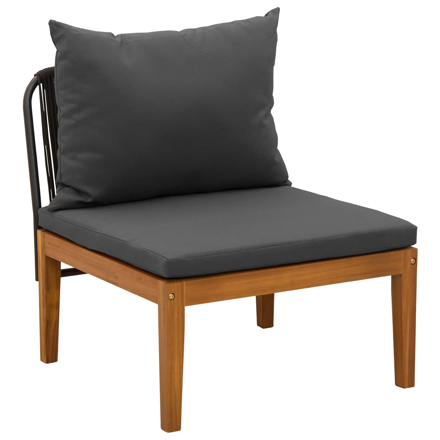 Garden Middle Sofa with Cushions Solid Acacia Wood & Rope