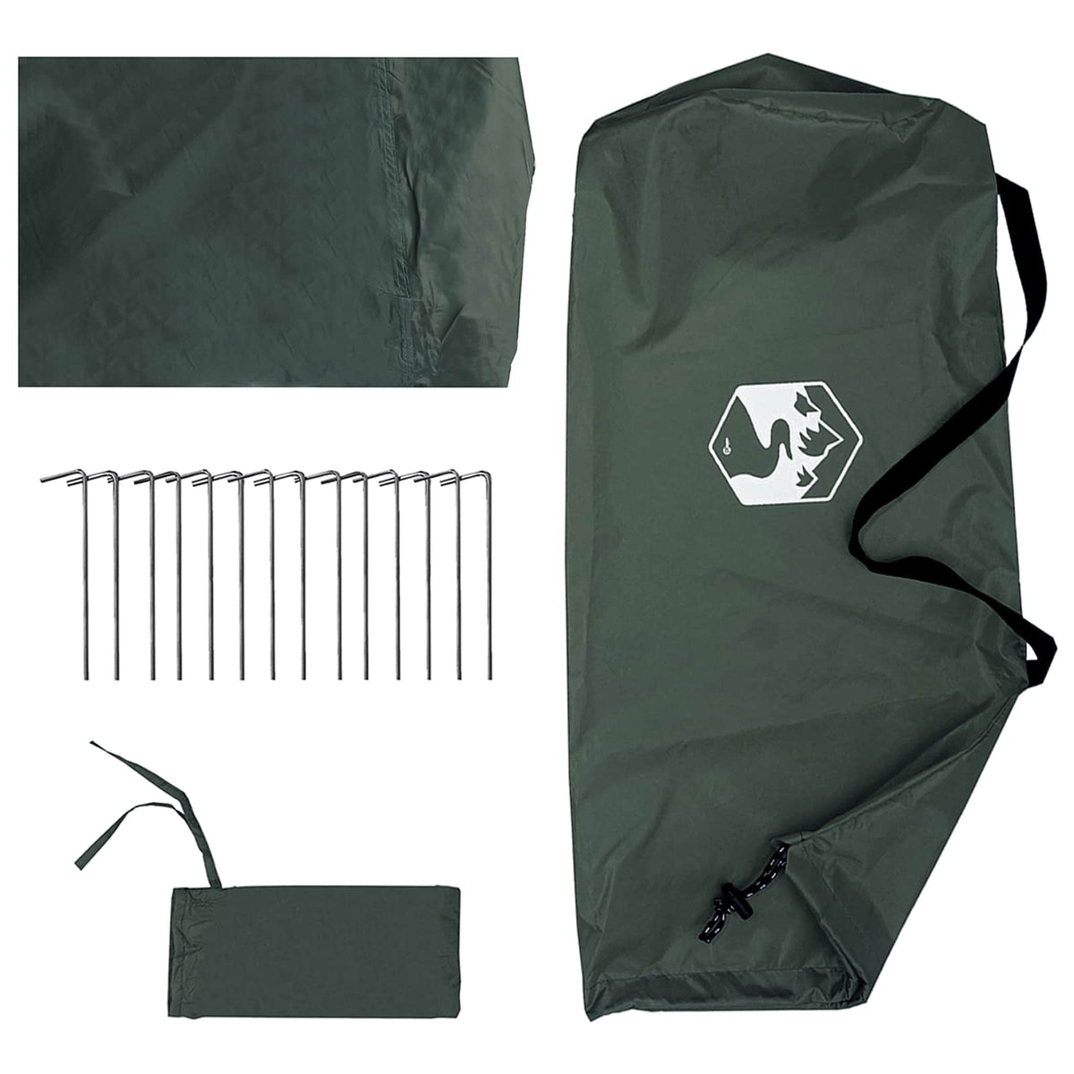Camping Tarp with Mesh Walls Army Green 340 x 260 x 220 cm