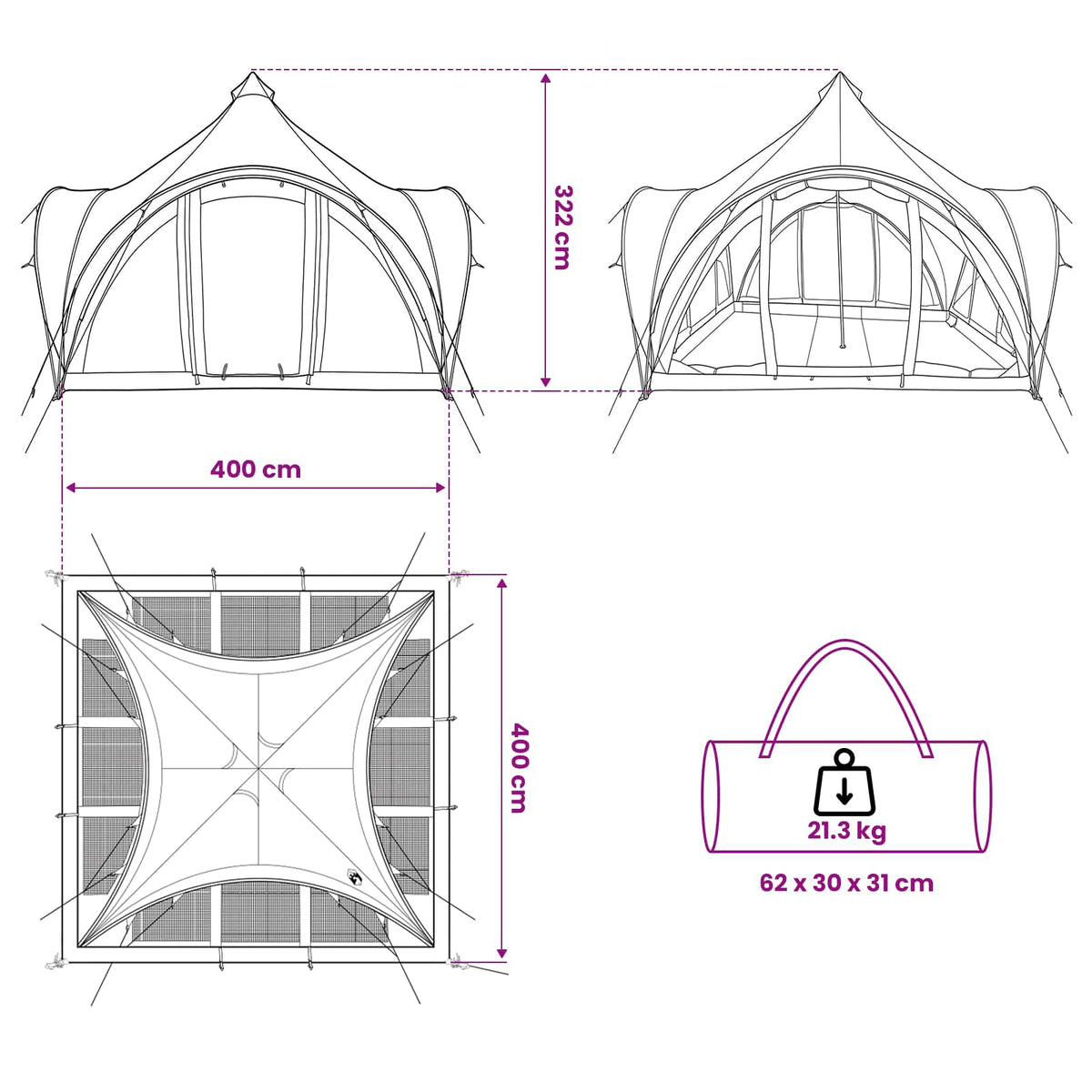 Tipi Tent 6.0-Person Army green Polyester and Steel