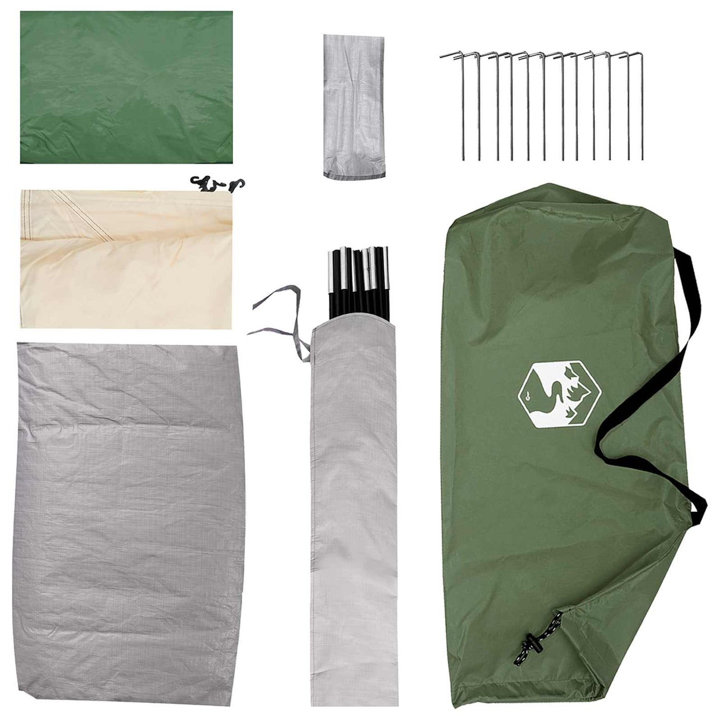 Camping Tent 4-Person Green Polyester and Steel