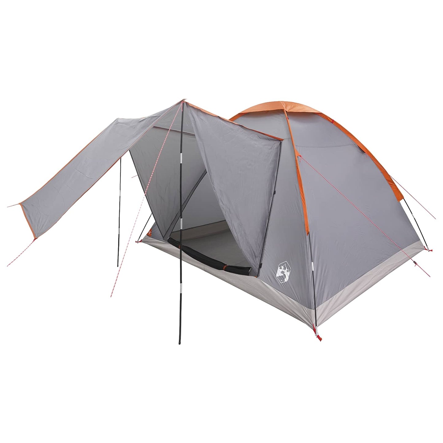 Camping Tent 4-Person Grey and Orange Polyester and Steel