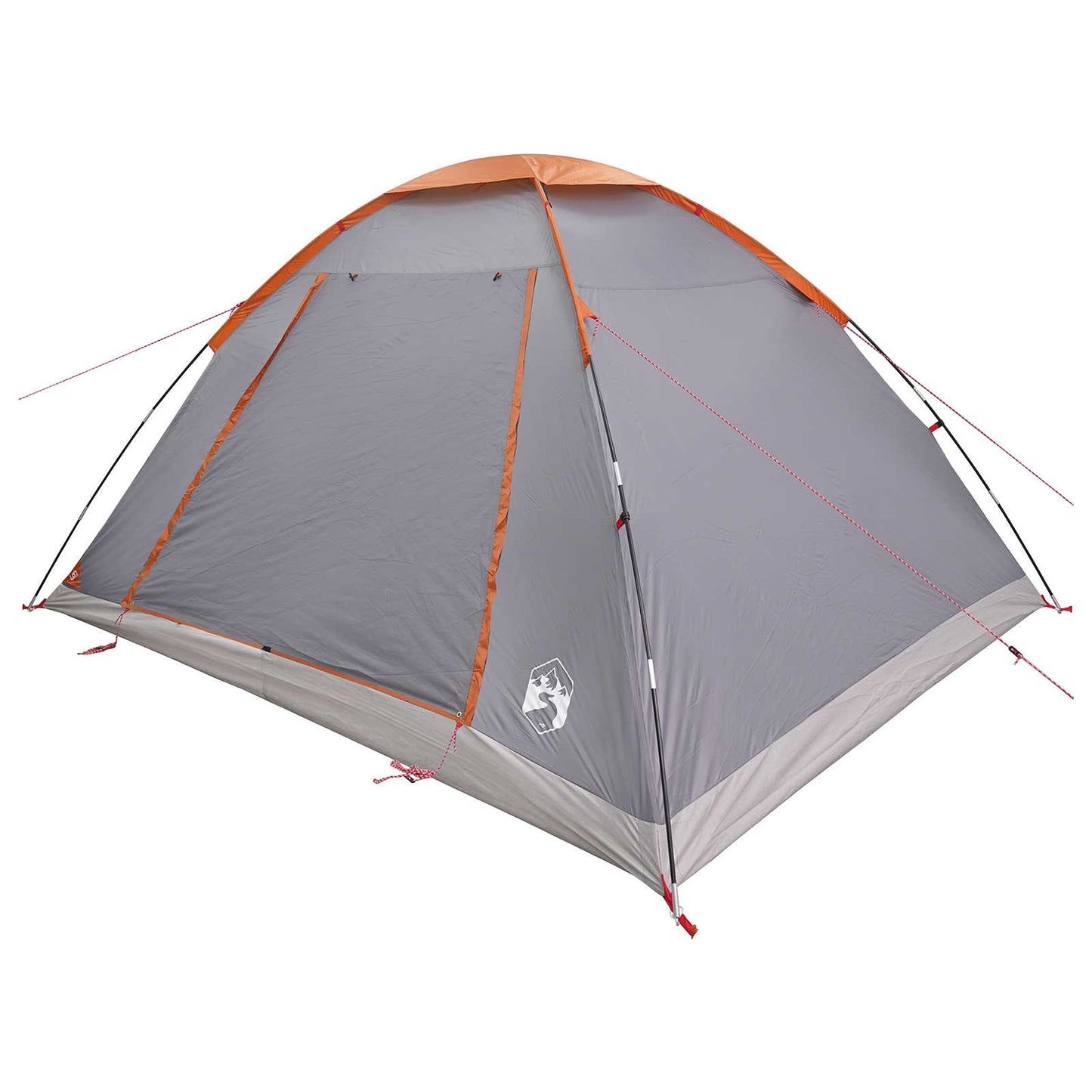 Camping Tent 6-Person Grey and Orange Polyester and Steel