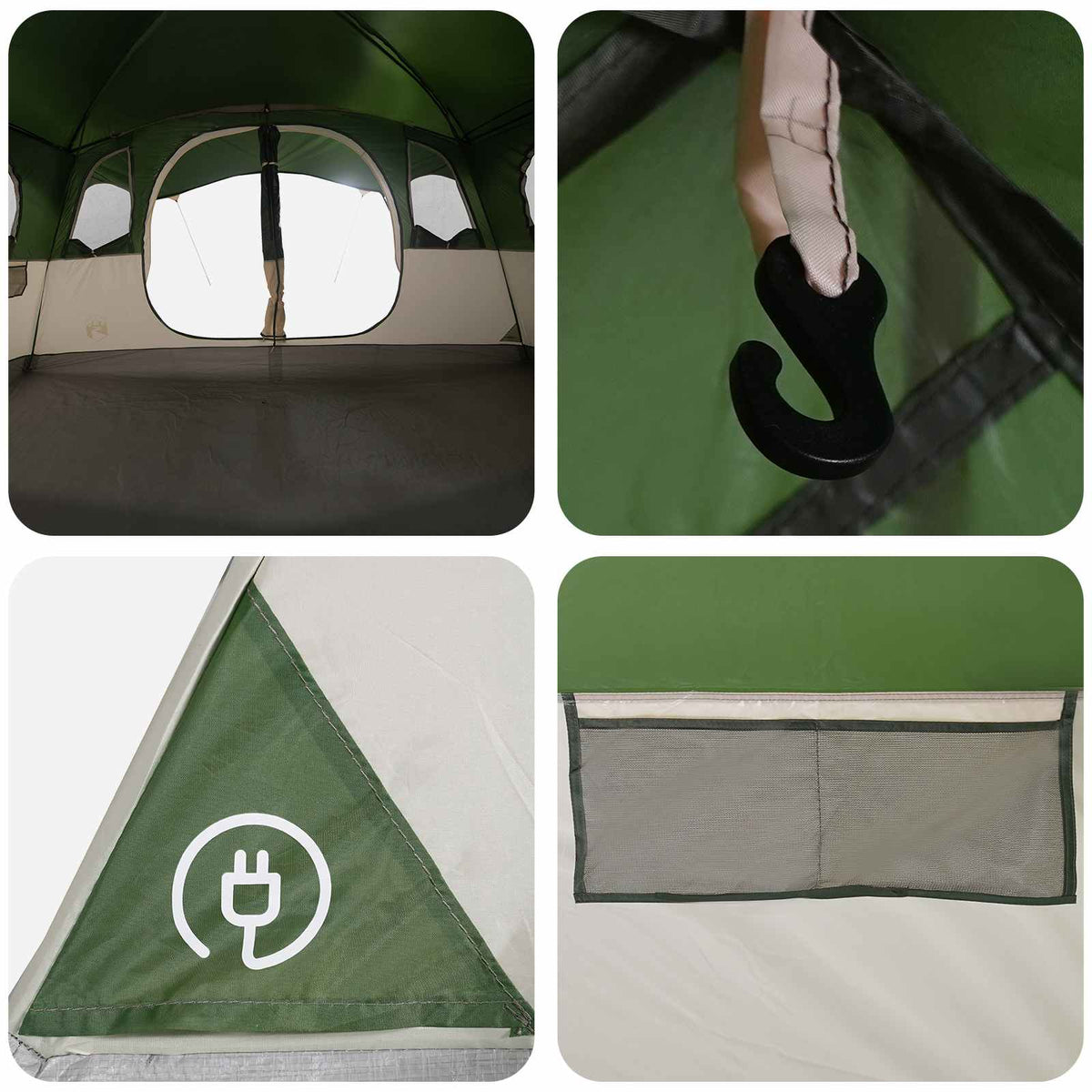 Tunnel Tent 10-Person Green Polyester and Steel