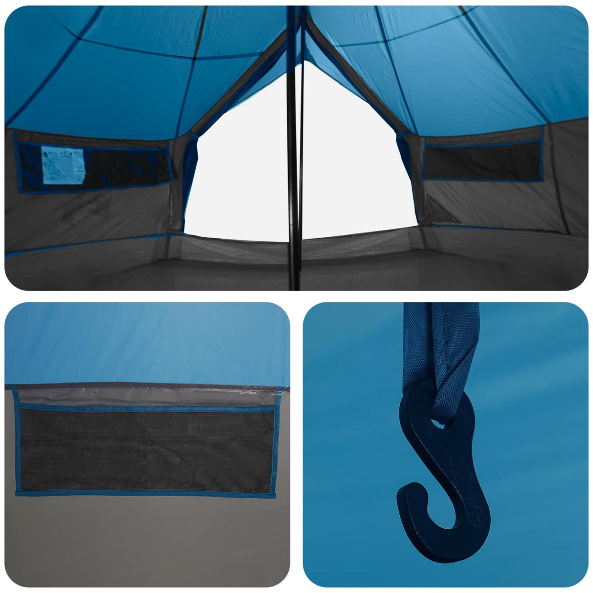 Tipi Tent 18-Person Blue Polyester and Steel