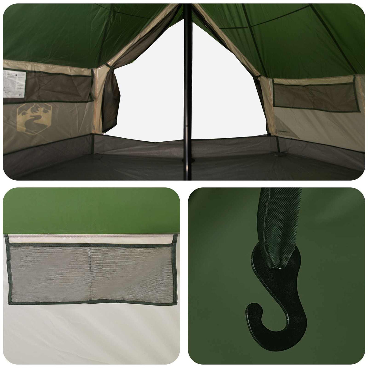 Tipi Tent 20-Person Green Polyester and Steel