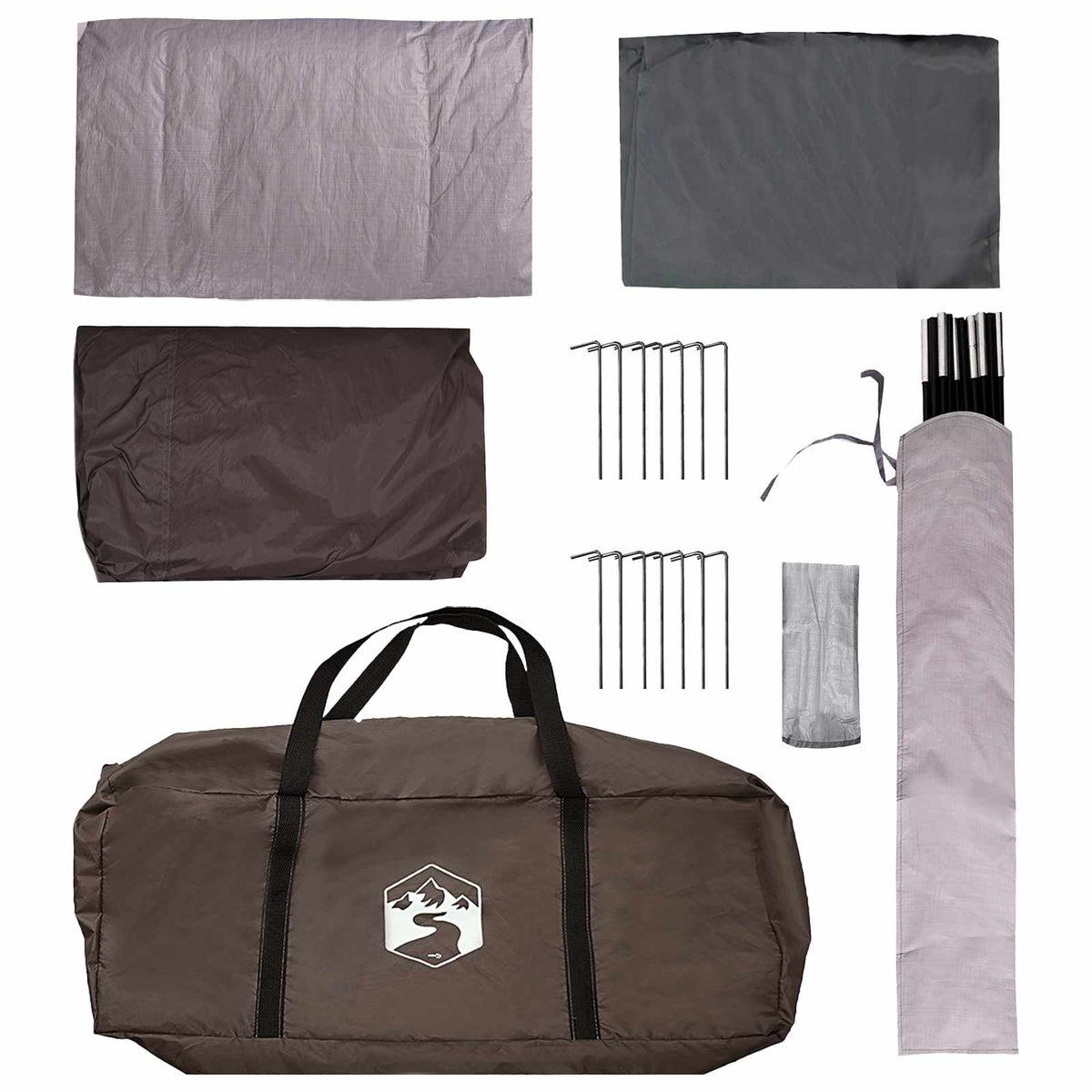Family Tent 10-Person Brown Grey Polyester and Steel