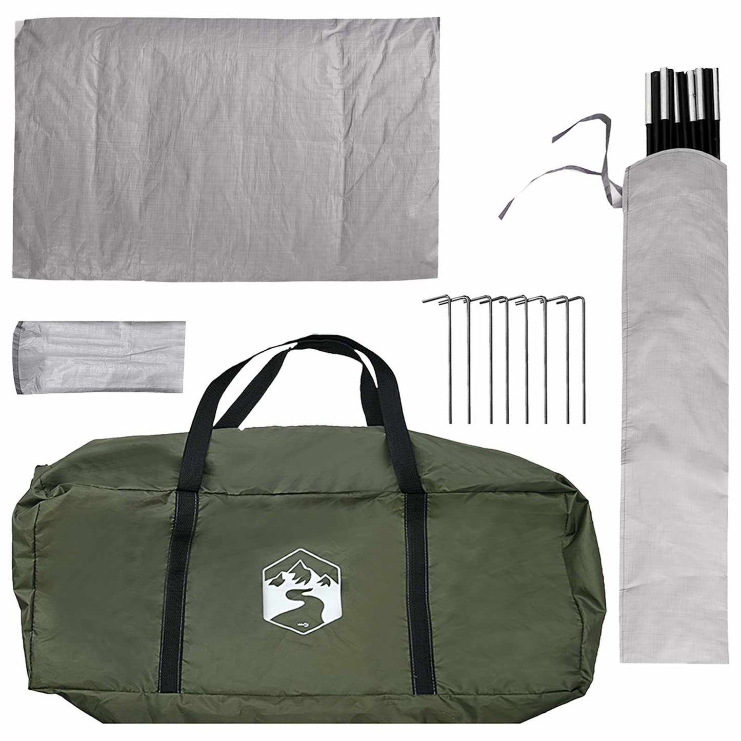 Camping Tent with Rainfly Water-resistant 4-Person Olive Green