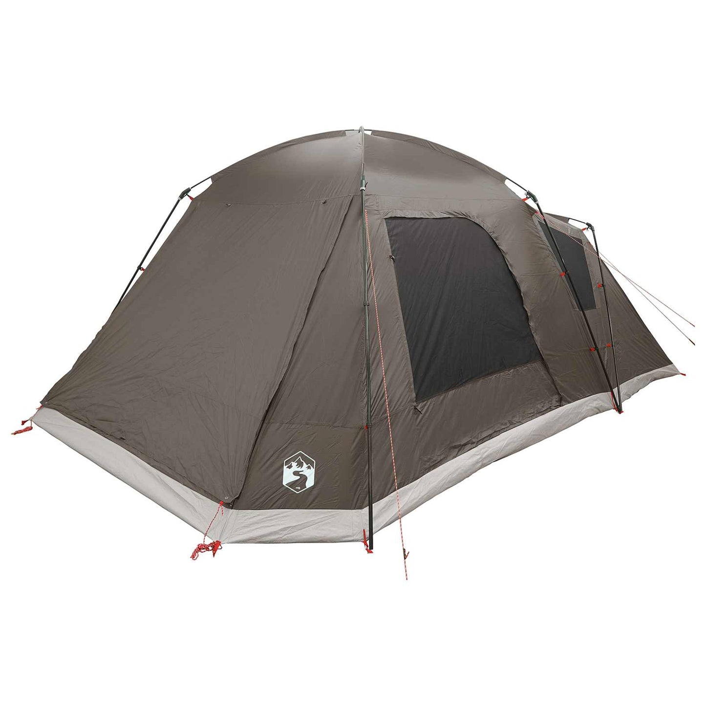 Cabin Tent with Roof Brown grey 12-Person Polyester and Steel