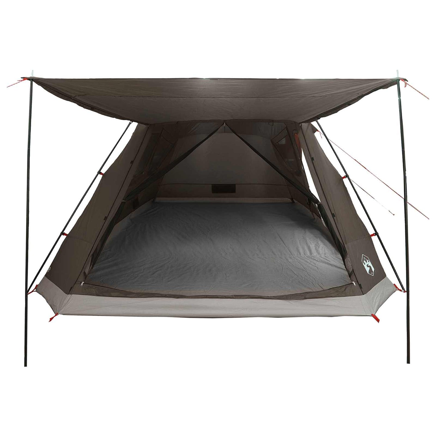 Cabin Tent with Roof Brown grey 12-Person Polyester and Steel