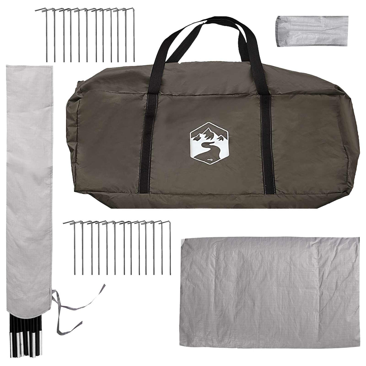 Tipi Tent 20-Person Brown Grey Polyester and Steel