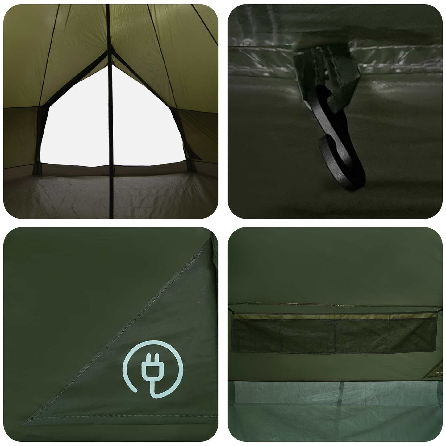 Tipi Tent 12-Person Olive Green Polyester and Steel