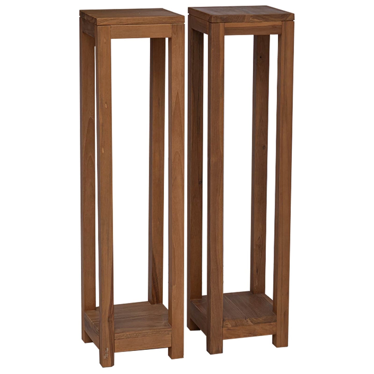 Plant Stand 2 pcs Natural 25 x 25 x 100 cm Solid Teak Wood