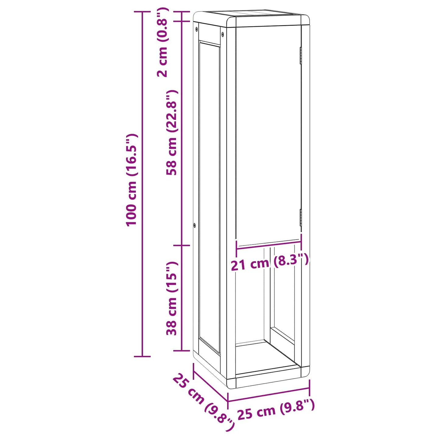 Bathroom Side Cabinet Natural 25 x 25 x 100 cm Solid Teak Wood