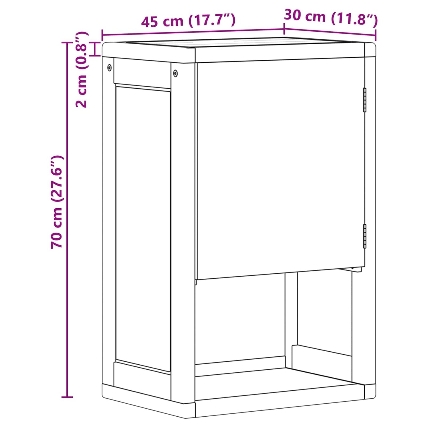 Bathroom Side Cabinet Natural 45 x 30 x 70 cm Solid Teak Wood