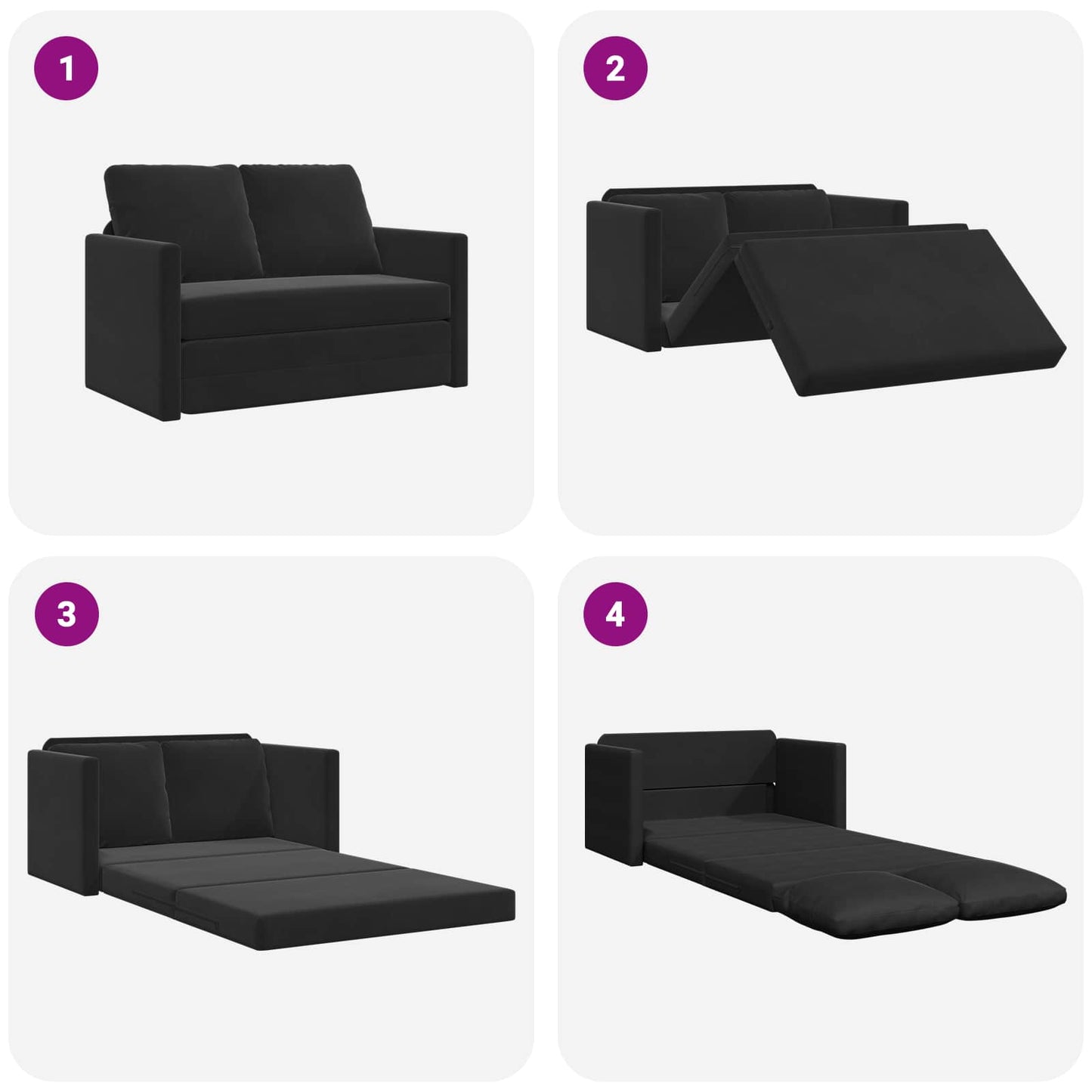 Folding Sofa Bed Black 122 x 70 x 60 cm Velvet