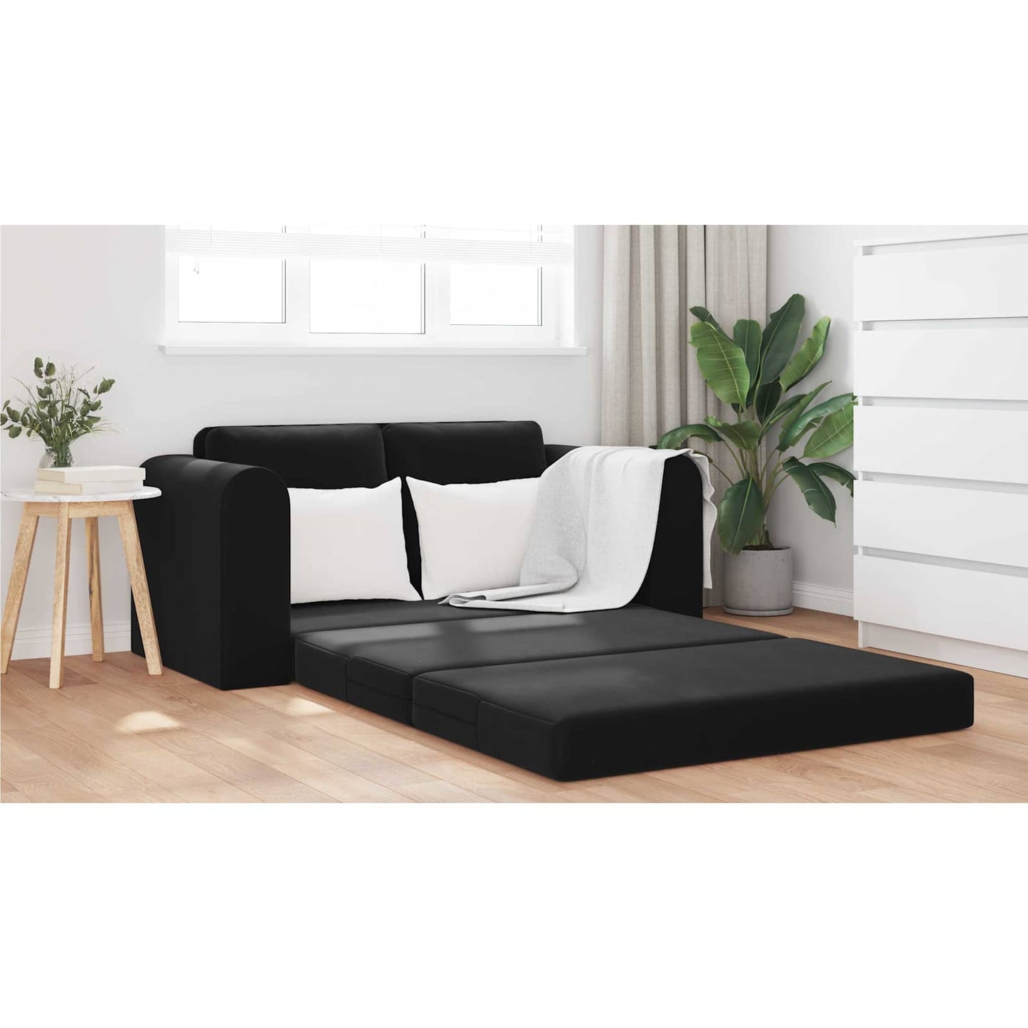 Folding Sofa Bed Black 148 x 71 x 83 cm Velvet