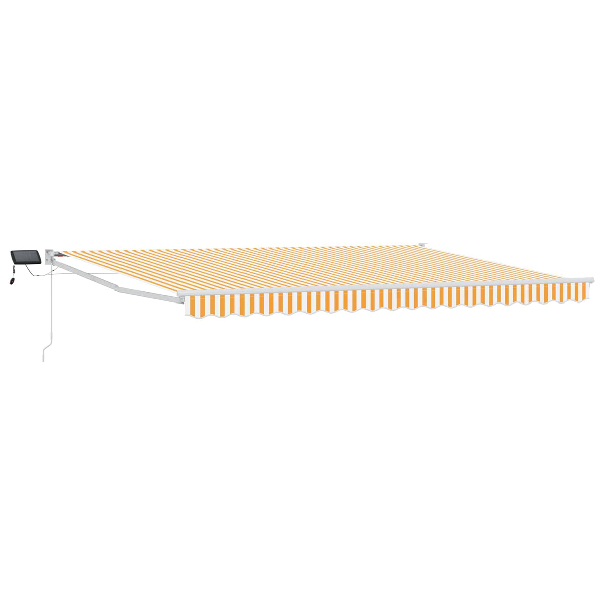 Manual Awning with Solar LED 4 x 2 m Yellow and White Stripe