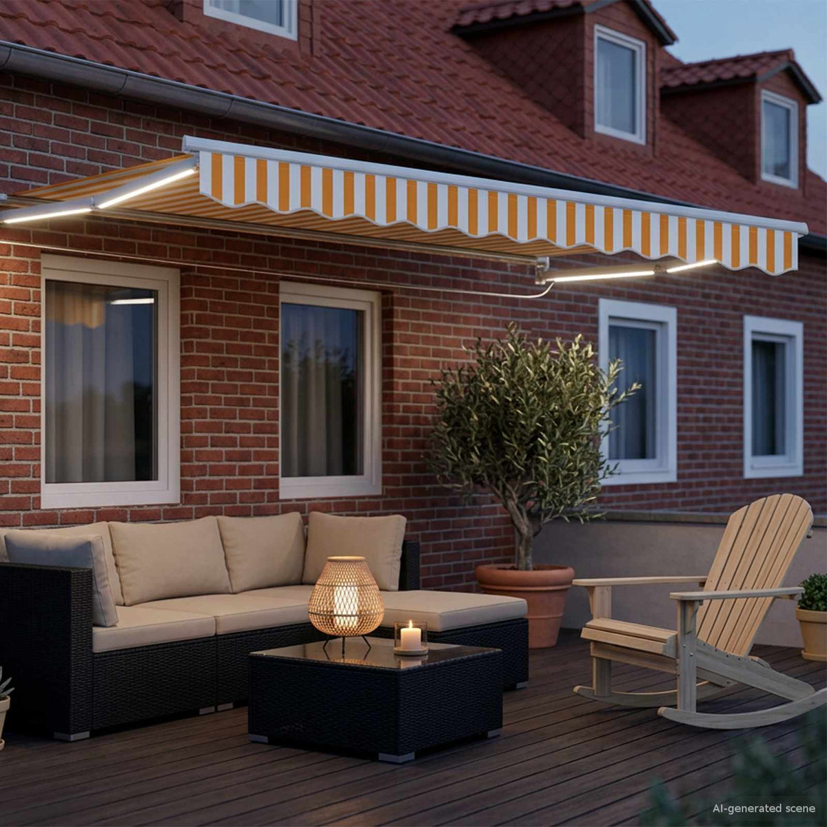 Manual Awning with Solar LED 3.5 x 2.5 m