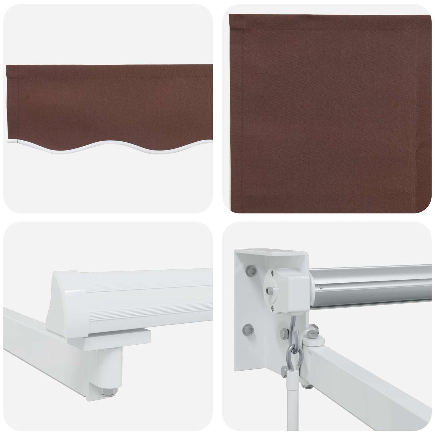 Manual Retractable Awning with LEDs Brown and White 4 x 3 m