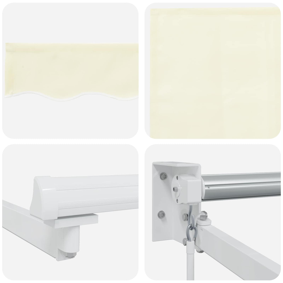 Manual Awning with Solar LED 4.5 x 3 m Cream 100% Polyester