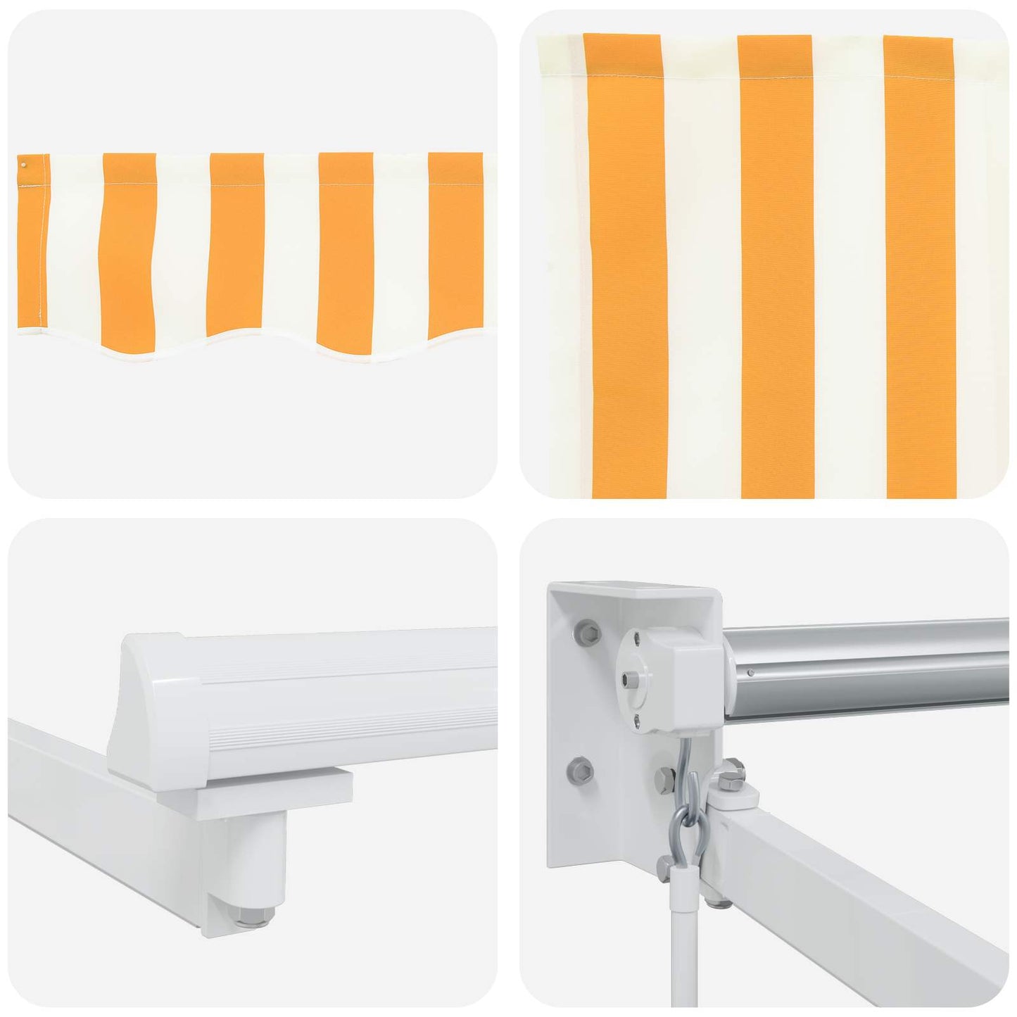 Manual Retractable Awning with LEDs Orange and White 4.5 x 3 m