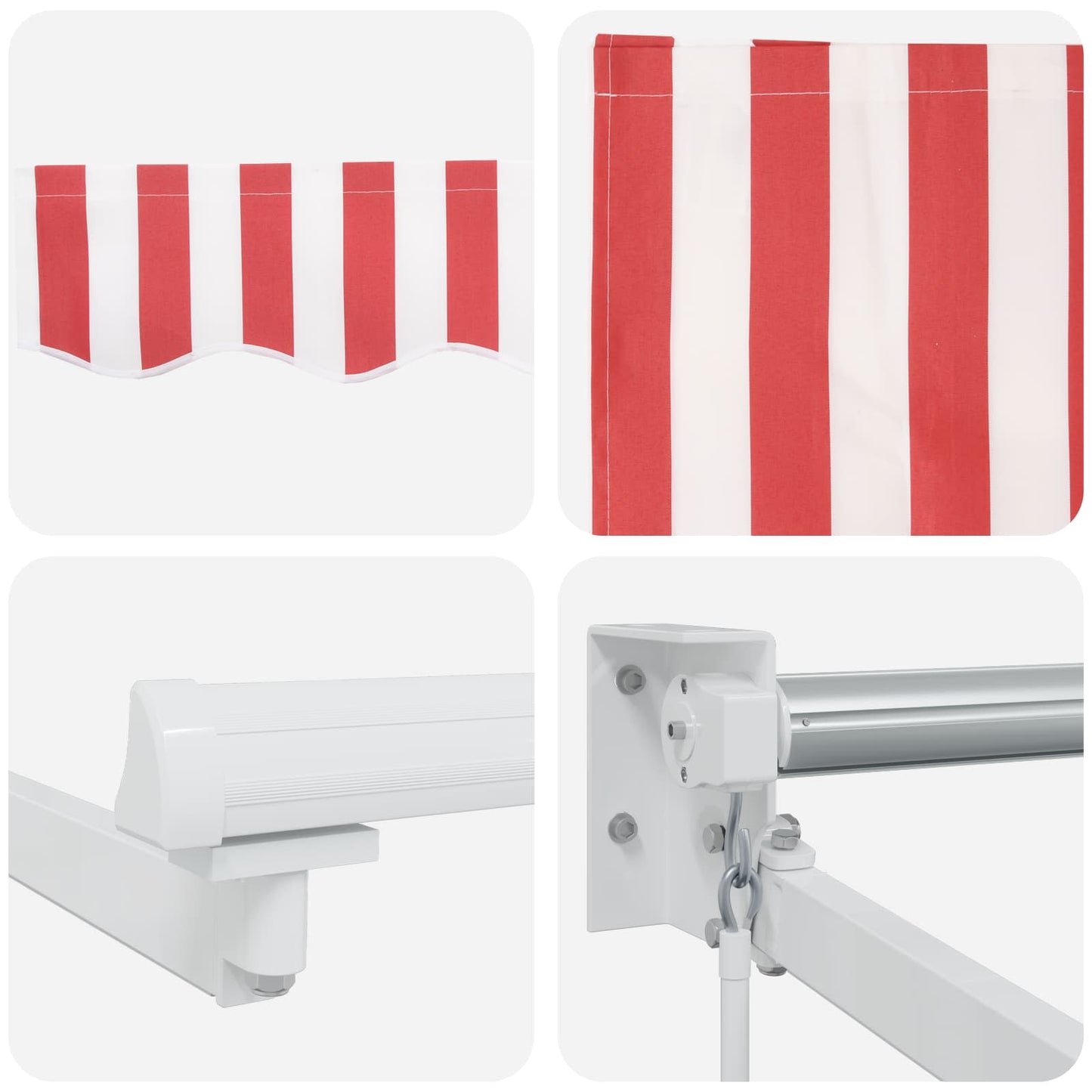 Manual Retractable Awning with LEDs Red and White 5 x 3 m