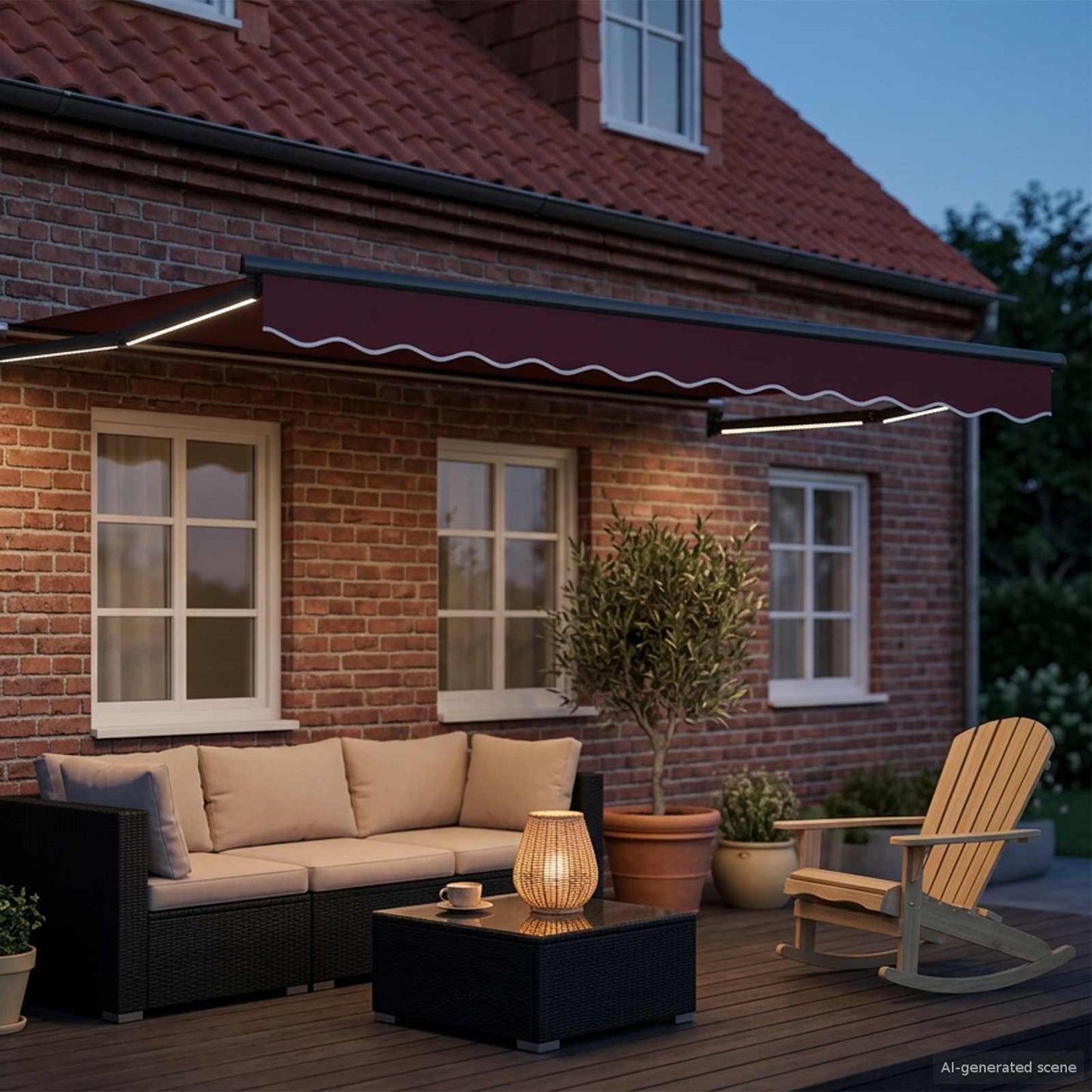 Manual Retractable Awning with LEDs 3 x 2 m