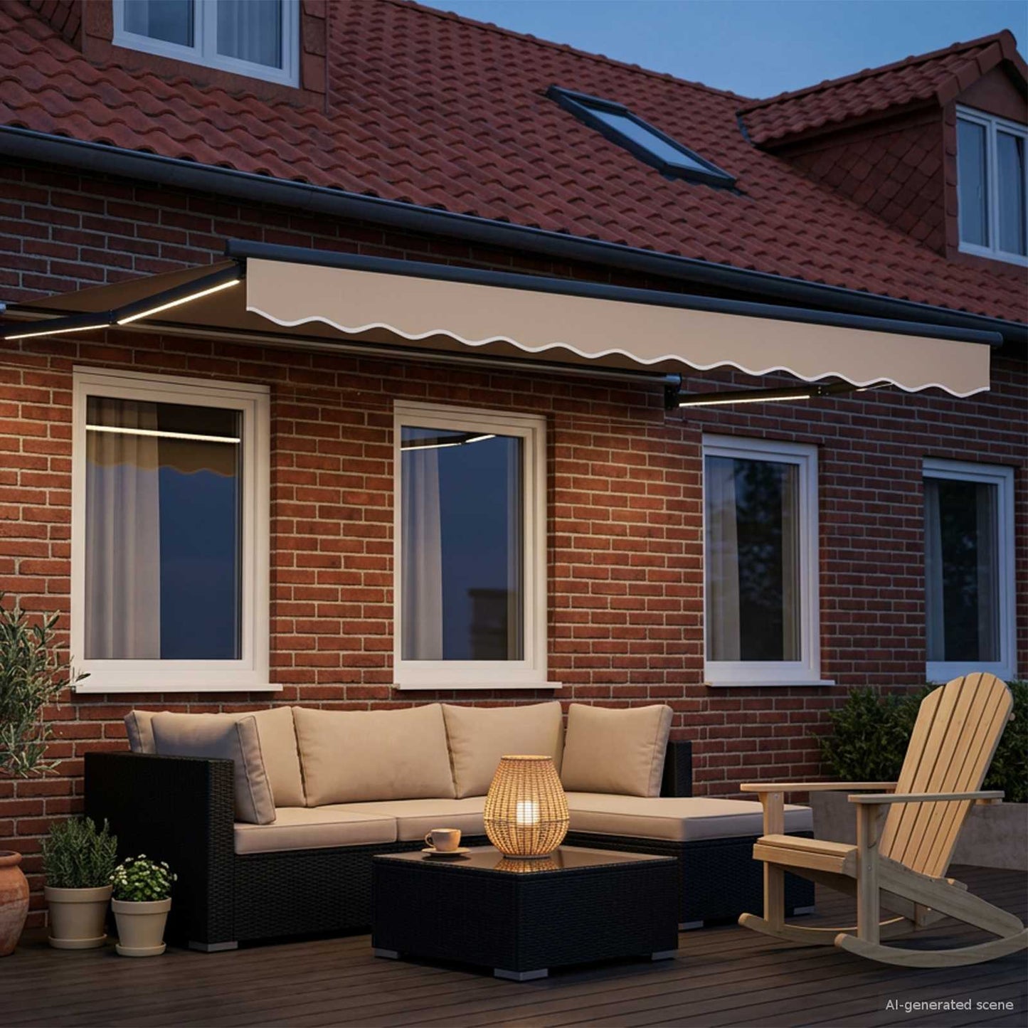 Manual Retractable Awning with LEDs 3.5 x 2 m