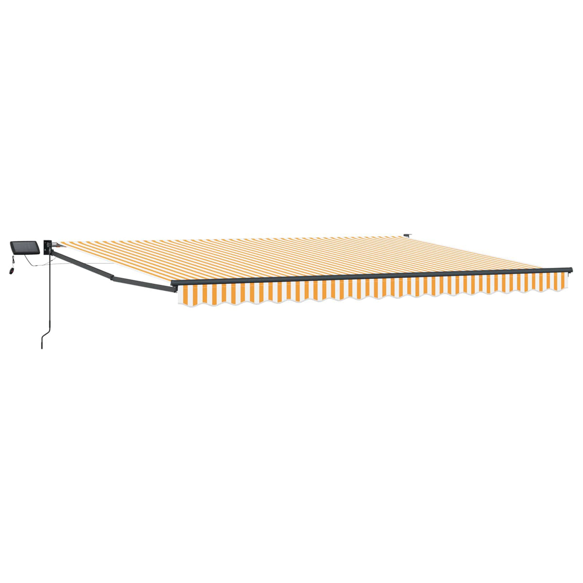 Manual Awning with Solar LED 4.5 x 3 m Yellow and White Stripe