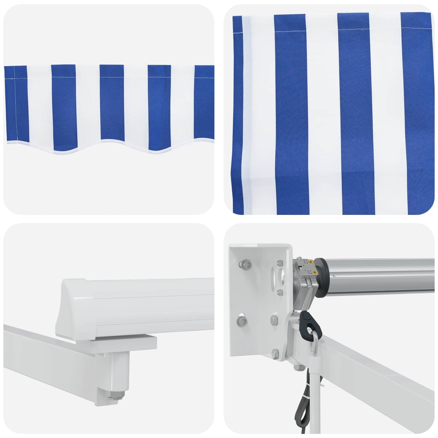 Electric Retractable Awning Blue and White 2.5 x 2 m